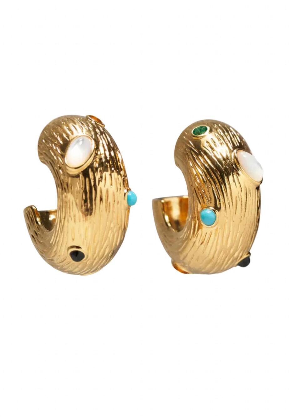 NEW LIZZIE FORTUNATO kahlo hoop earrings in gold